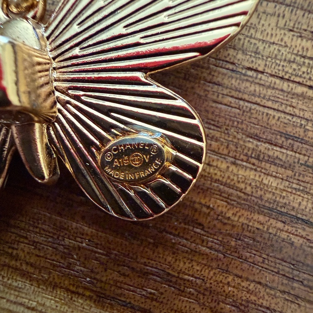 CHANEL Gold and Light Blue Butterfly Zipper Pull - Picture 8 of 9